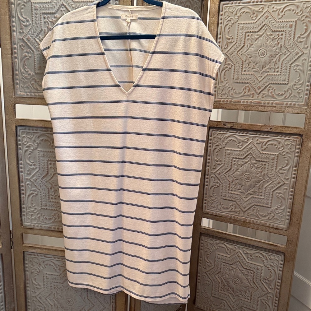 Madewell White and Blue Striped Dress